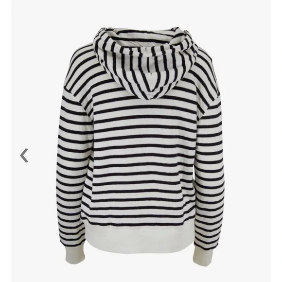 NWT Alex Mill White & Navy Striped Double Weave Hoodie - Picture 2 of 8